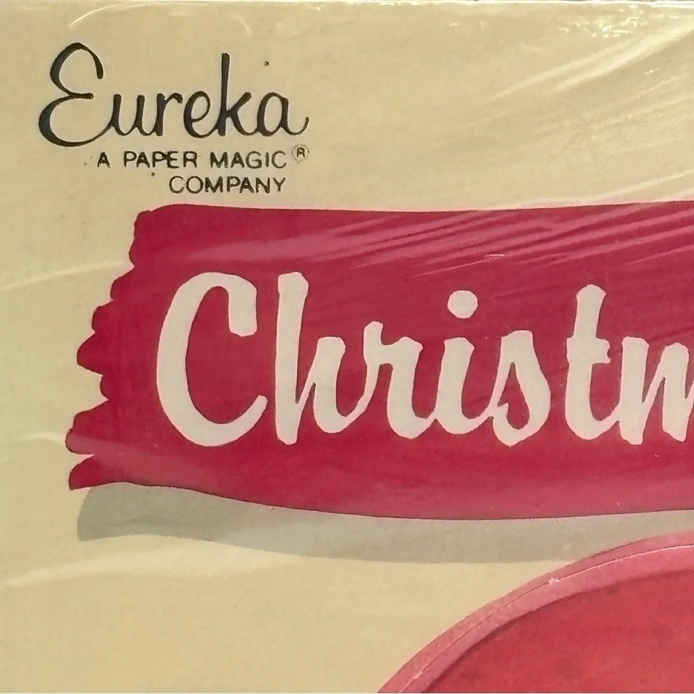 Vintage Eureka Christmas 12 pc Decorating Kit Santa Elf Snowman Around 6-9
